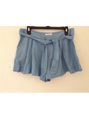 Parker Chambray Light Blue High Waist Tie-Waist Shorts